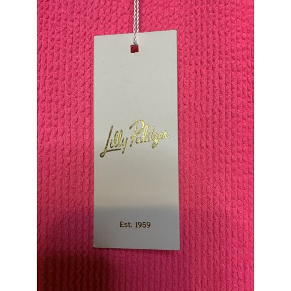 Lilly Pulitzer Stassi Knee Length Textures Scrunch Dress Large NWT Roxie Pink - Picture 3 of 11